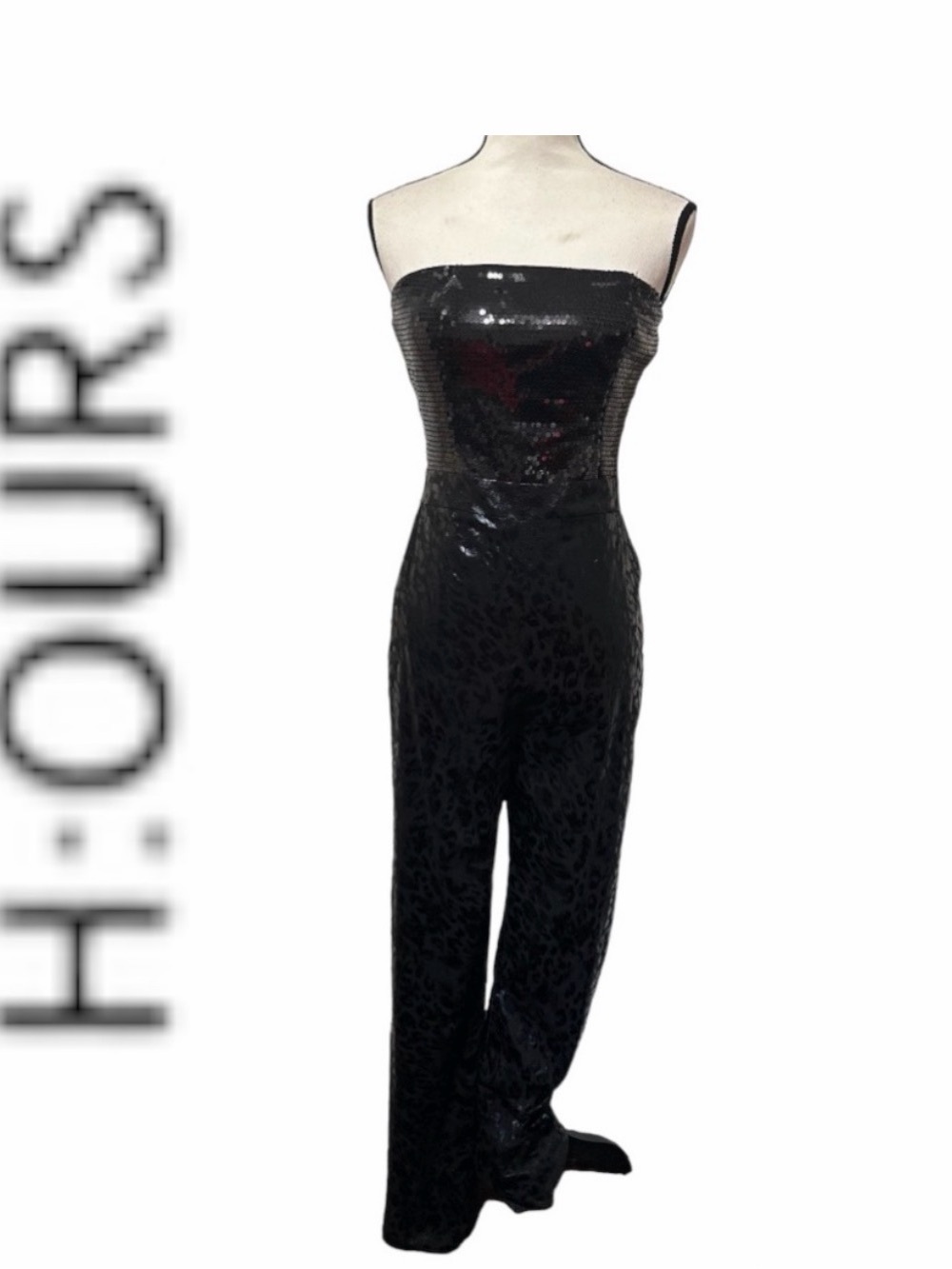 h:ours Black Strapless Sequin Jumpsuit